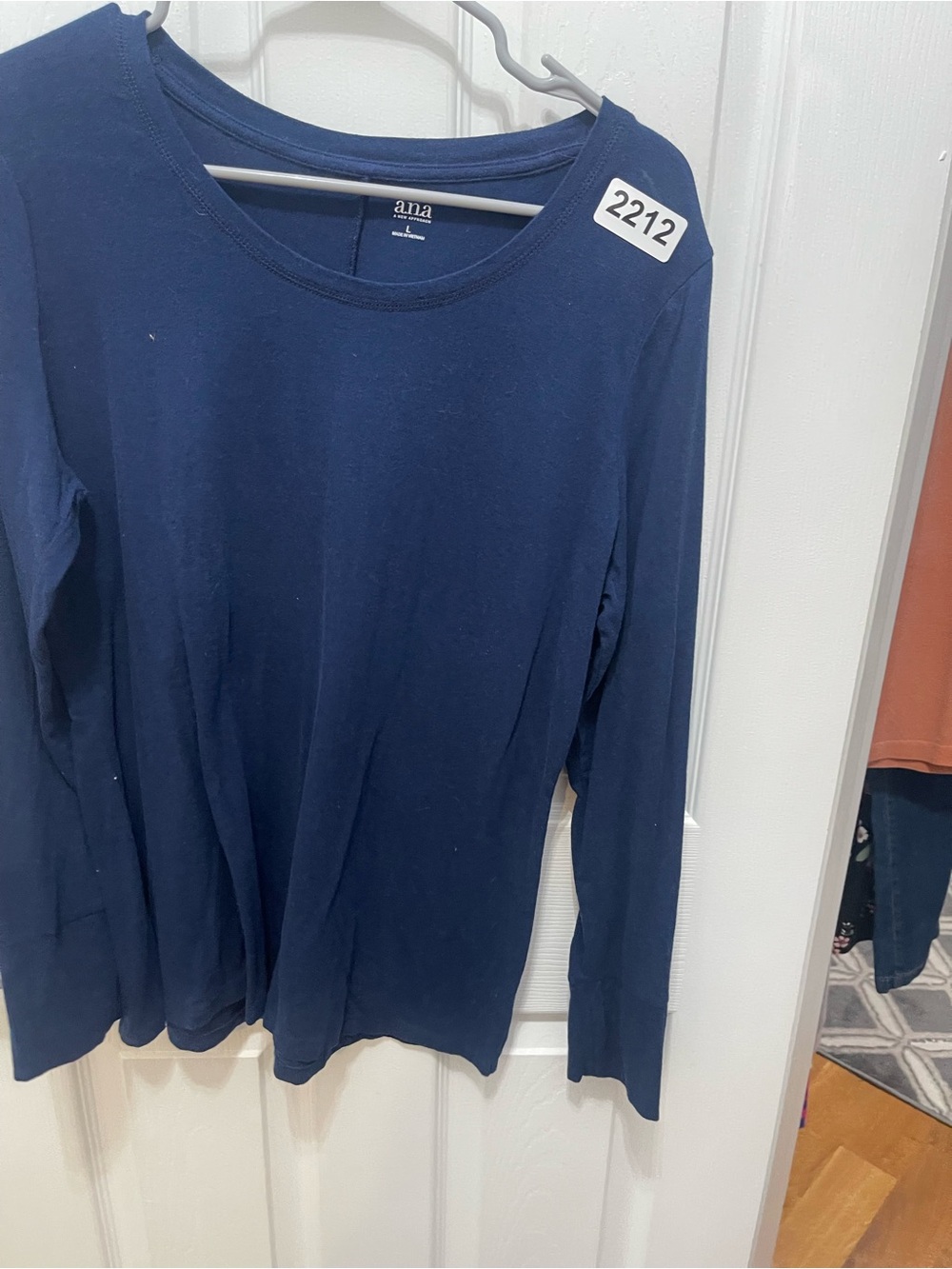a.n.a Navy Long Sleeve Crewneck Tee